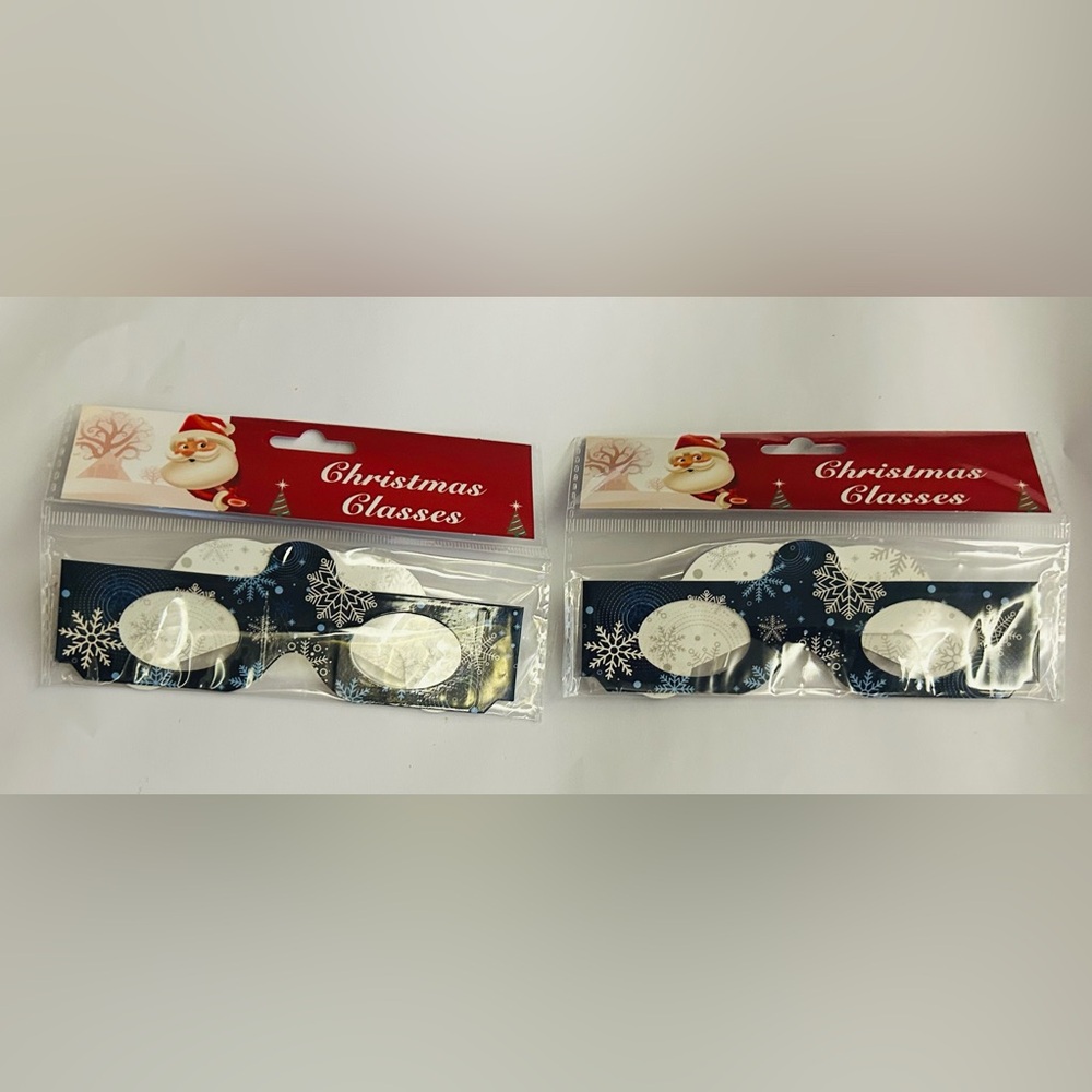 2 New Pair Paper Christmas Glasses Blue Snow Flake Design